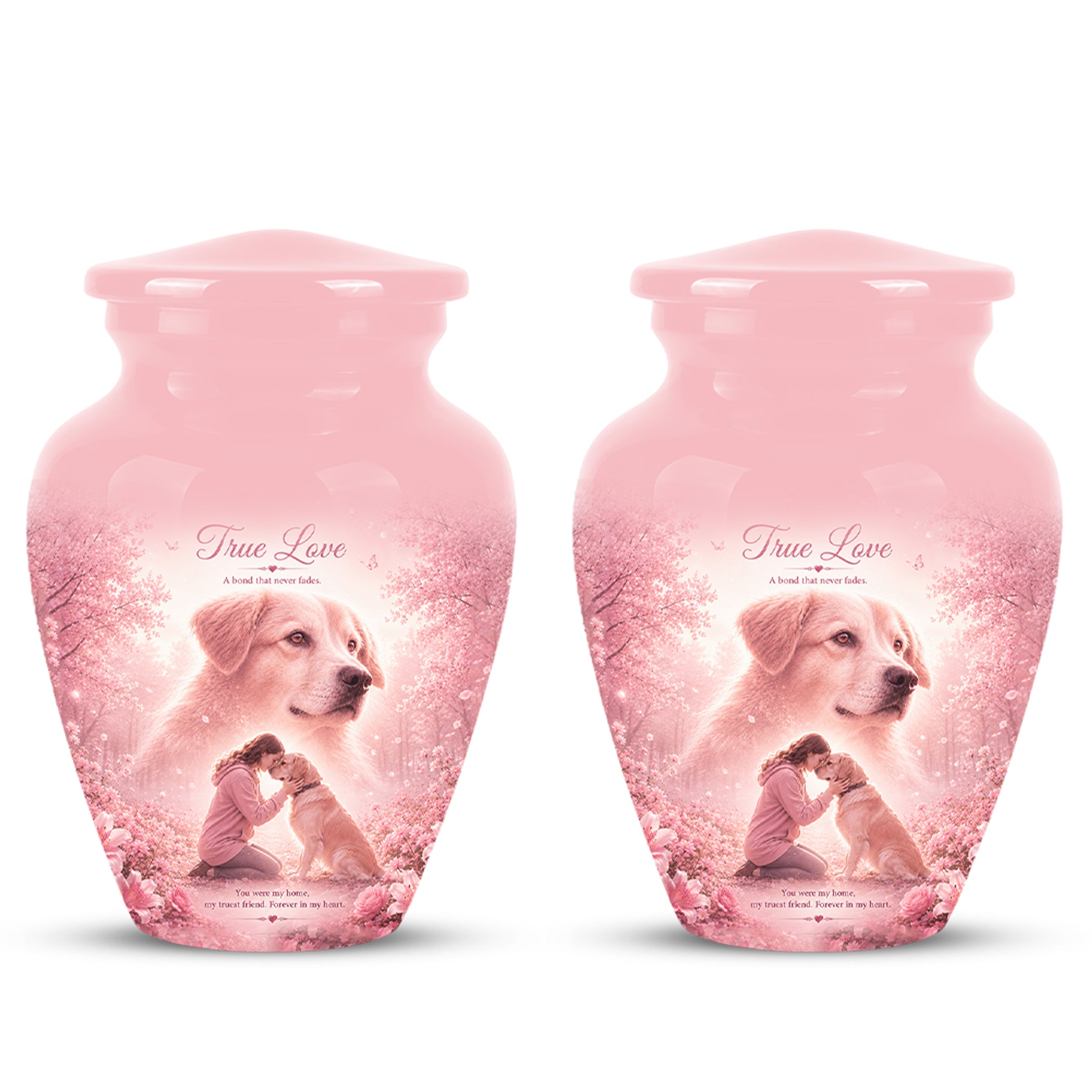 Pink Pet Dog Memorial Urn – Dog Burial Urn for Pets Ashes