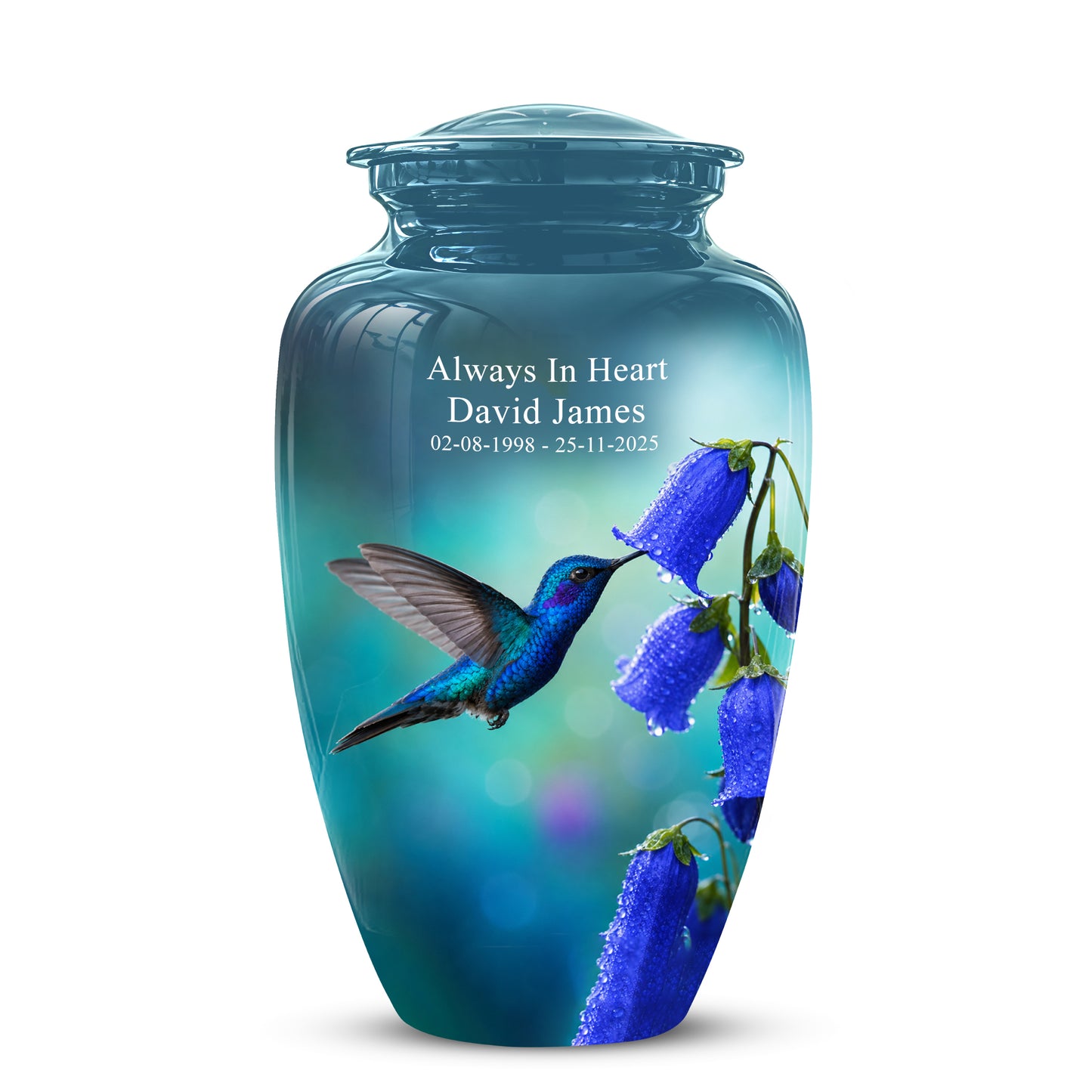 Blue Hummingbird Custom Urn - Majestic Funeral Urns For Ashes On Sale
