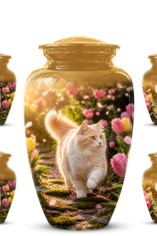 Brown Cat Cremation Urn - Custom Handcrafted Burial Urns For Pet Ashes