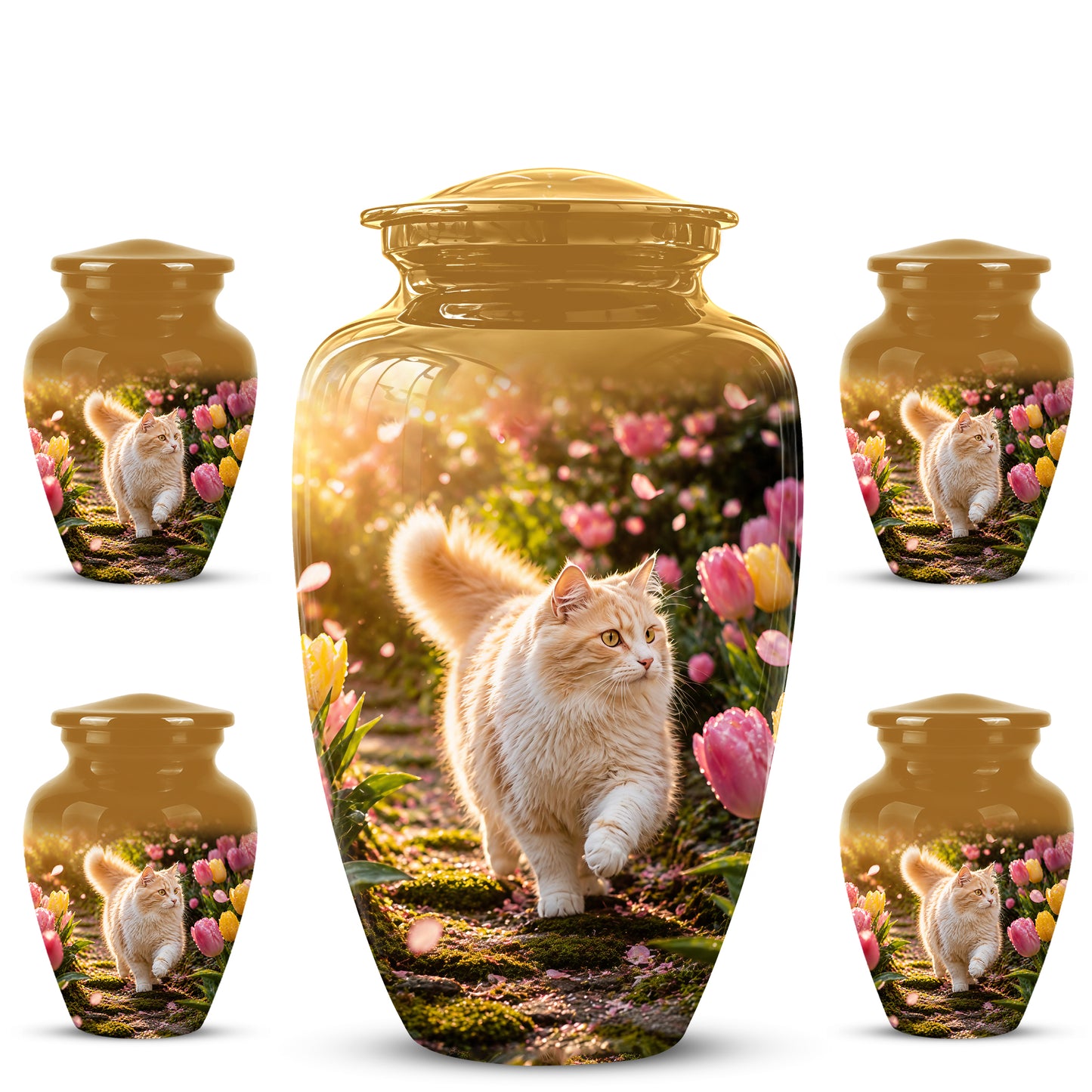 Brown Cat Cremation Urn - Custom Handcrafted Burial Urns For Pet Ashes
