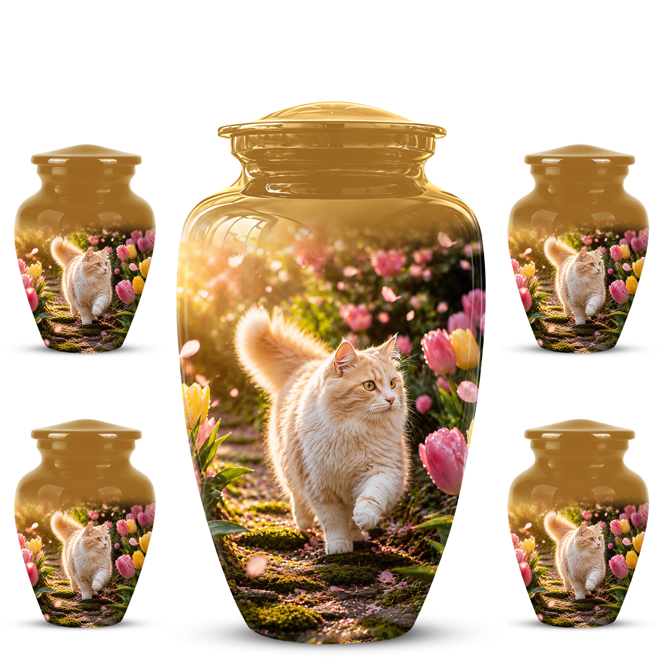 Brown Cat Cremation Urn - Custom Handcrafted Burial Urns For Pet Ashes