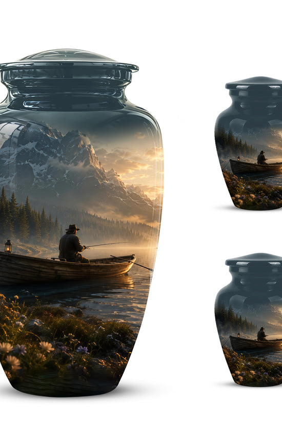 Fisherman Themed Urn - Artistic Fishing Landscape Urns For Human Ashes