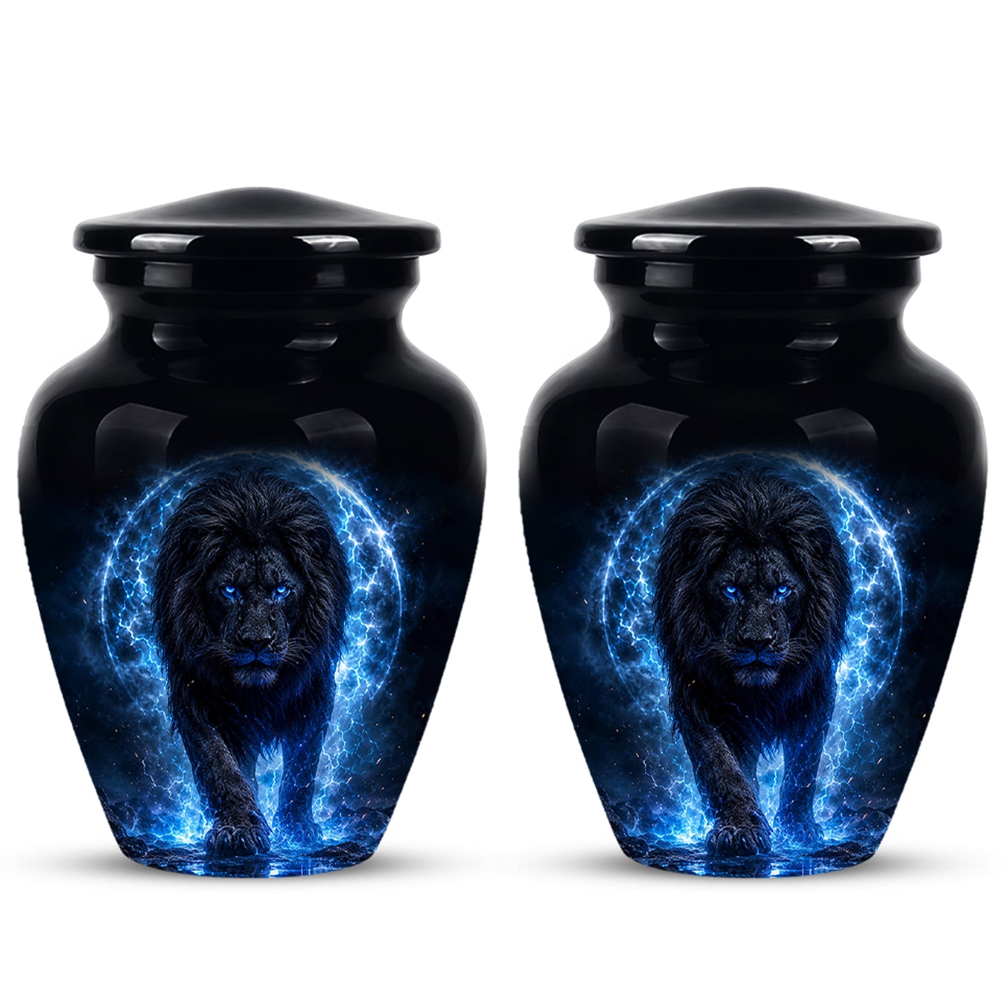 Black Lion Cremation Urns - Personalized Memorial Urns For Human Ashes