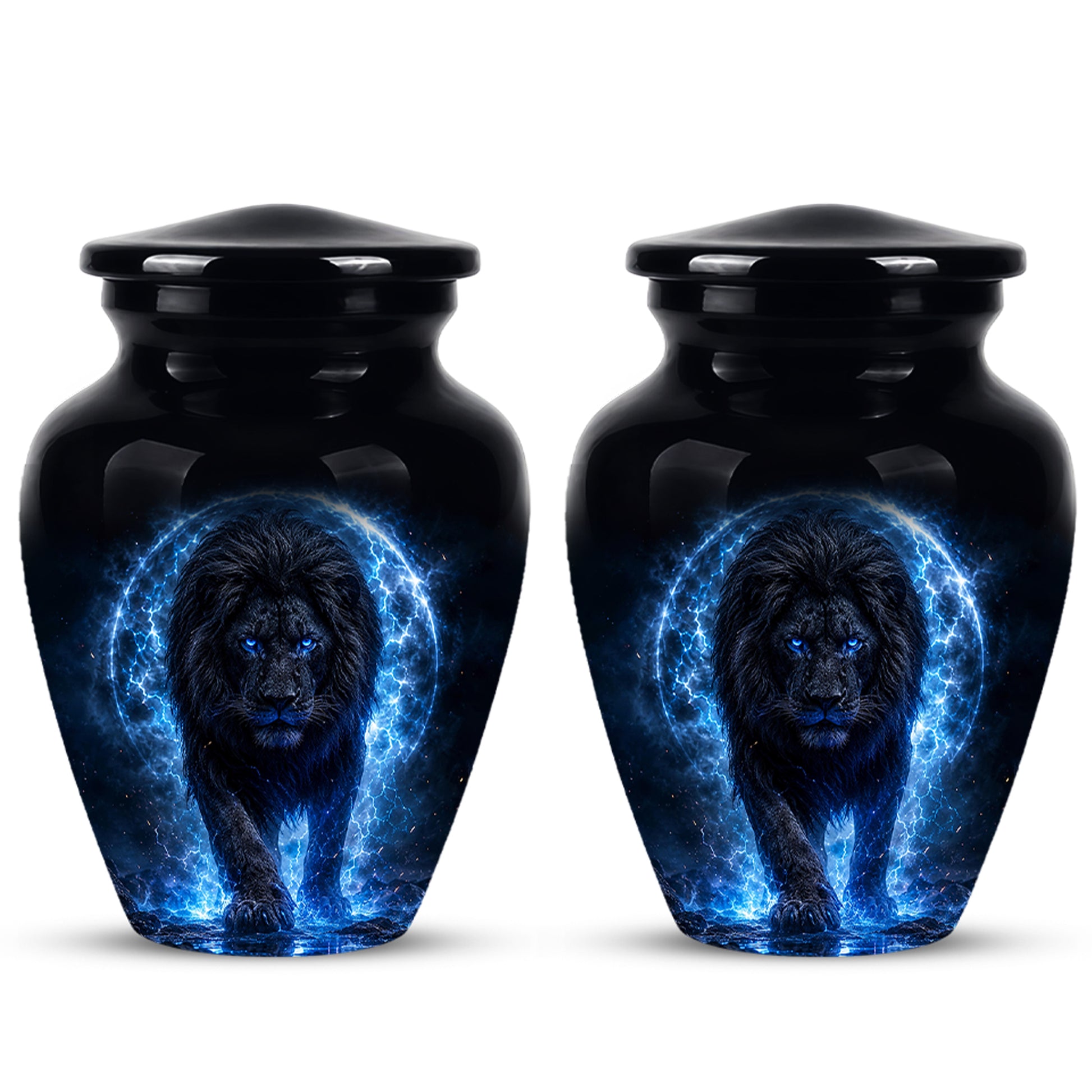 Black Lion Cremation Urns - Personalized Memorial Urns For Human Ashes