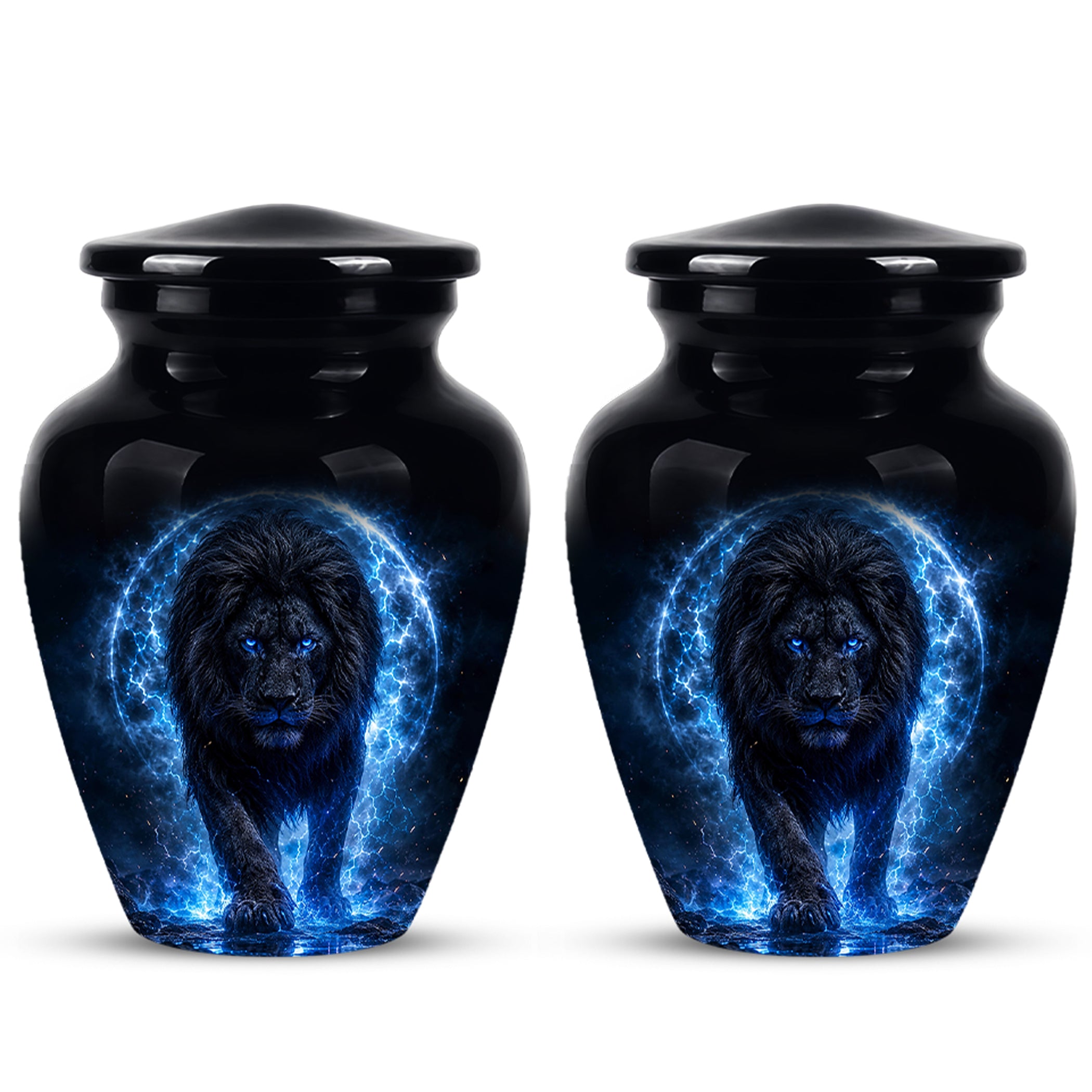 Black Lion Cremation Urns - Personalized Memorial Urns For Human Ashes