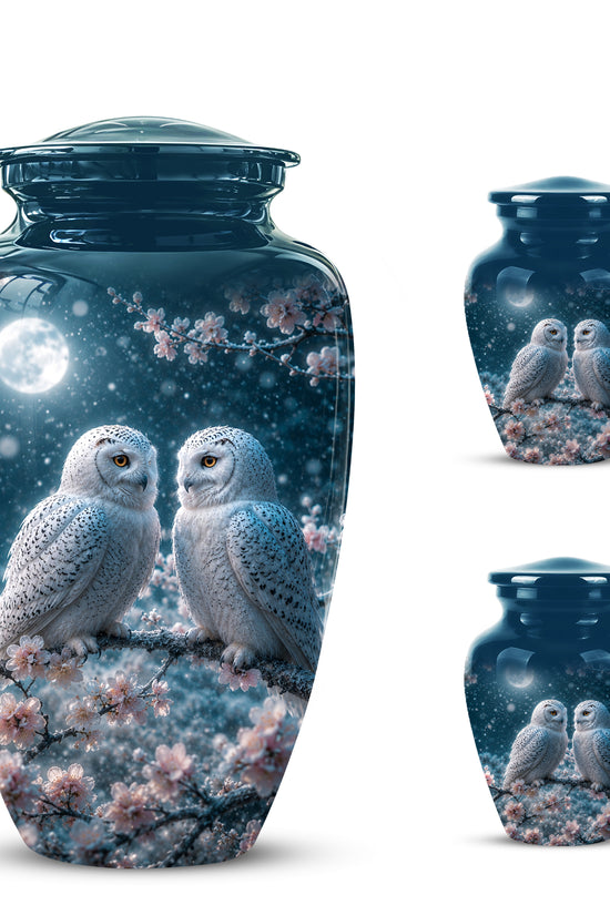 Snowy Owl Couple Memorial Urn - Majestic Couple Urns For Loved Ones