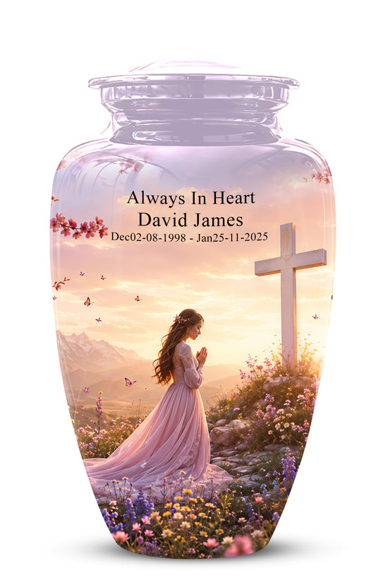 Peaceful Cross Cremation – Personalized Sunset Tribute Urns for Ashes
