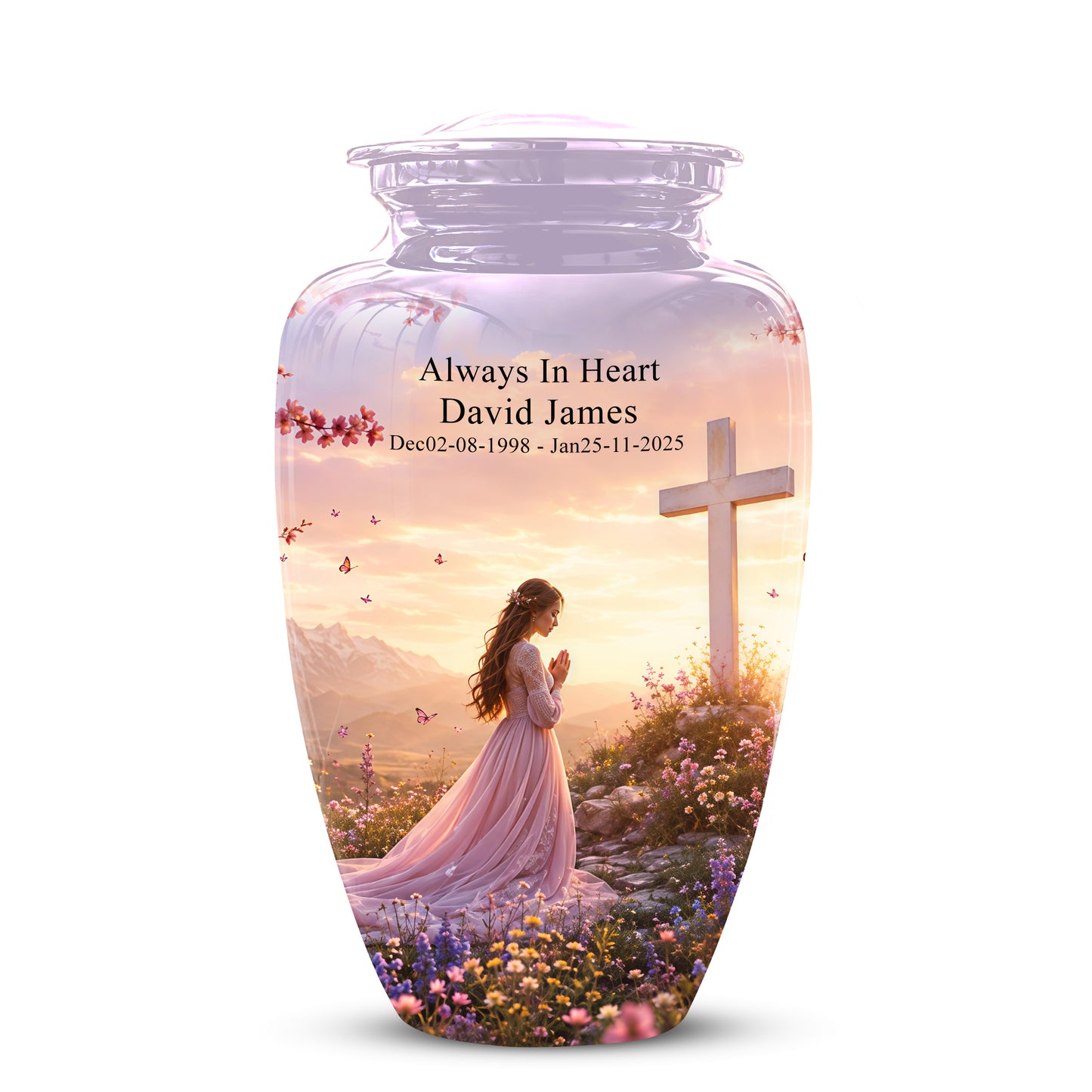 Peaceful Cross Cremation – Personalized Sunset Tribute Urns for Ashes