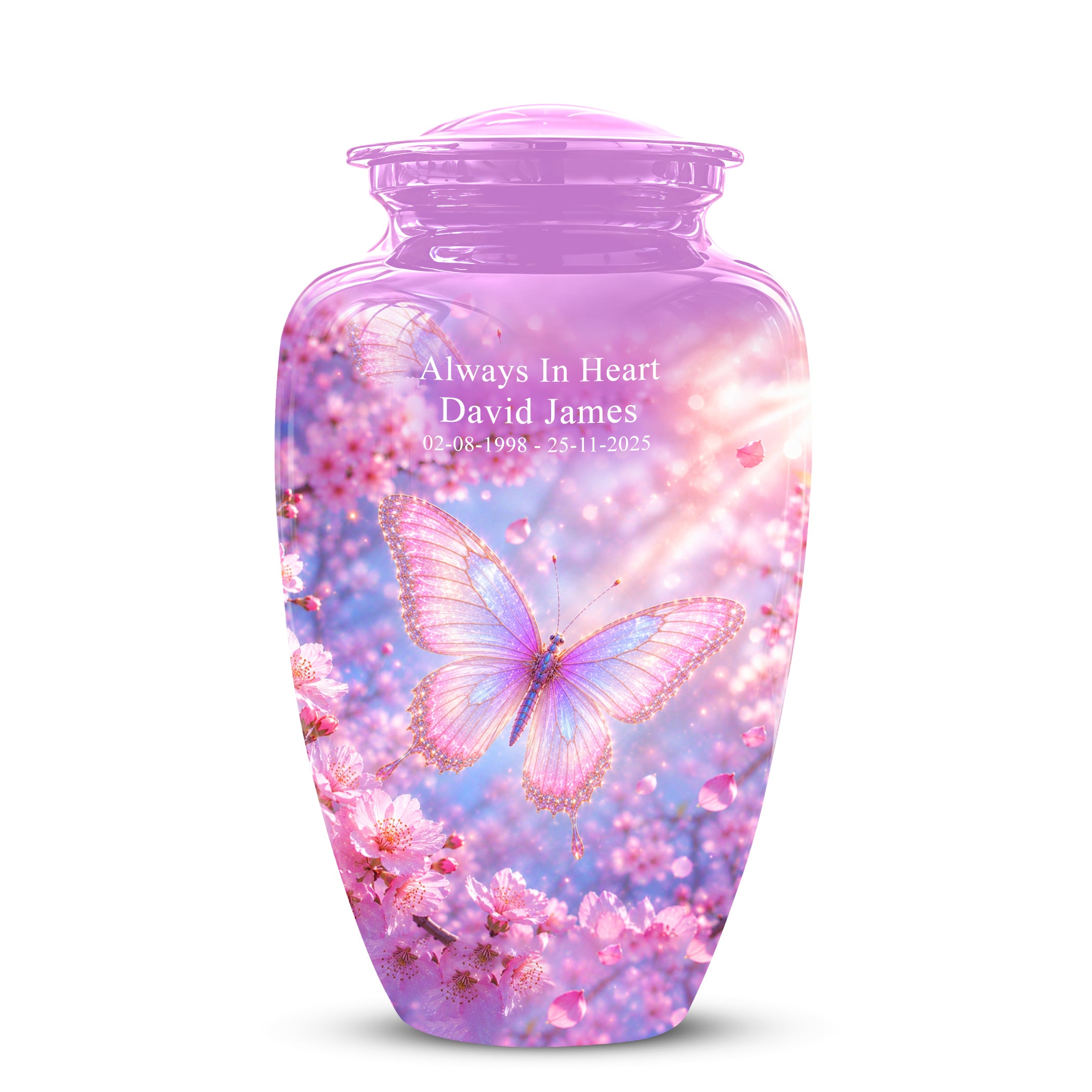Beautiful Pink Butterfly Cremation Urn - Peaceful Tribute Urns For Mom