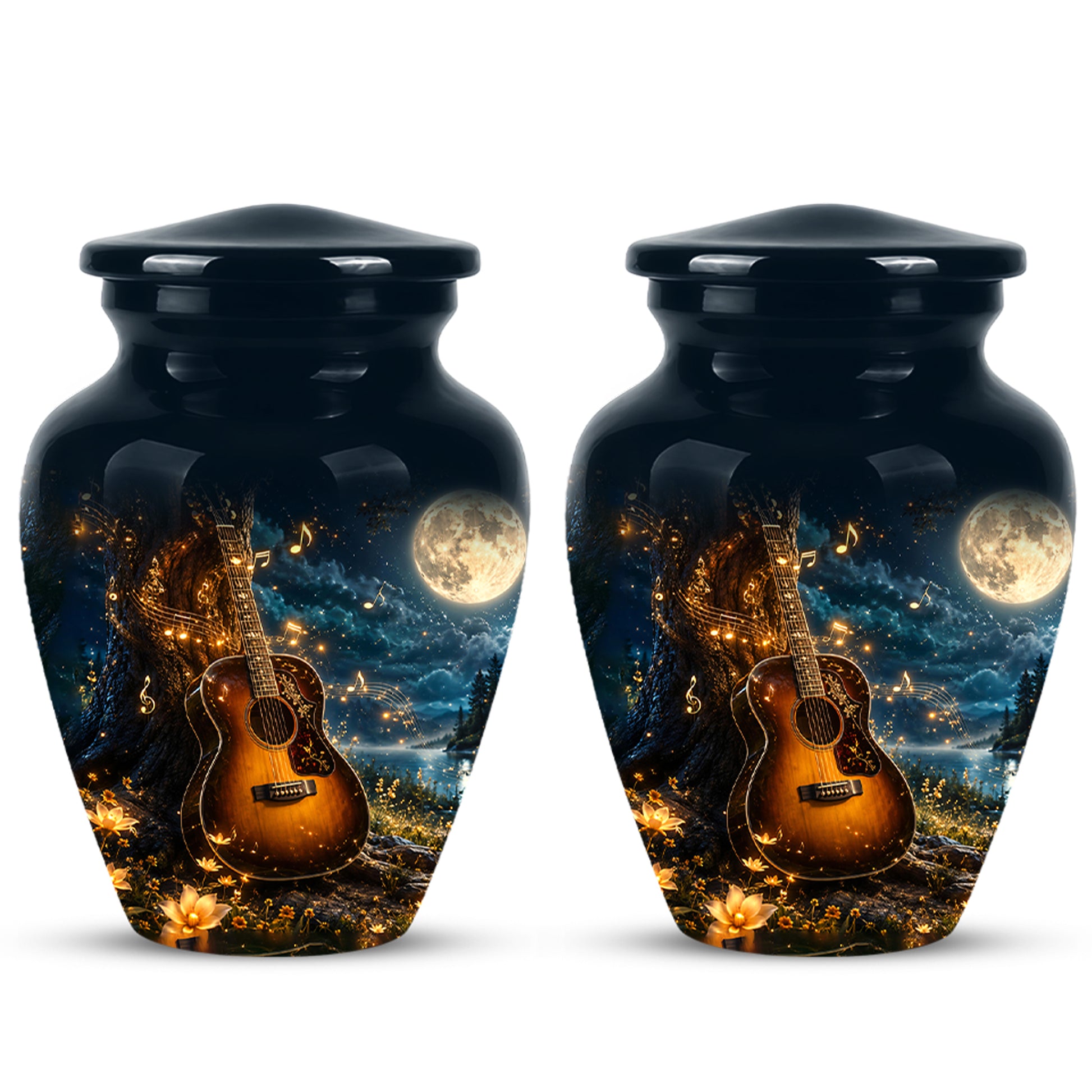 Artistic Guitar Cremation Urn - Starry Night Keep Urn For Music Lovers