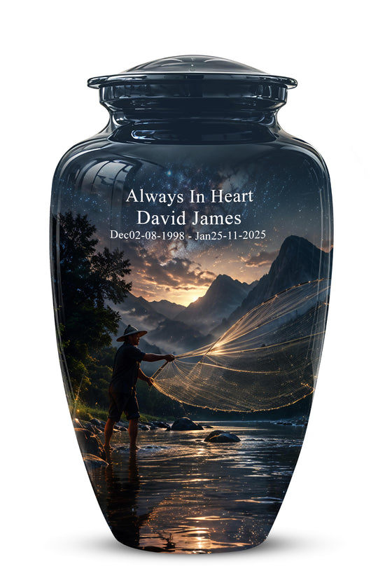 Fisherman Cremation Urn - Night Sky Memorial Urns For Human Ashes