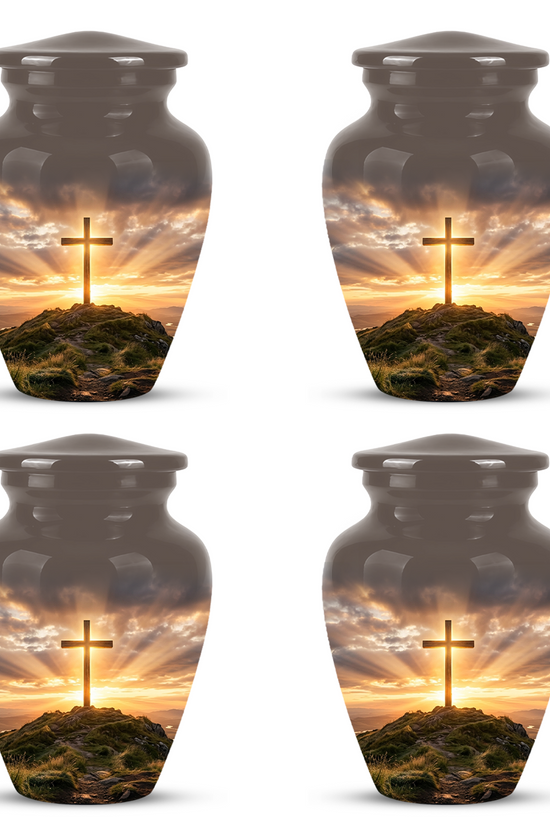 Christian Cross Cremation Urn - Sunrise Scenic Burial Urns For Human Ashes