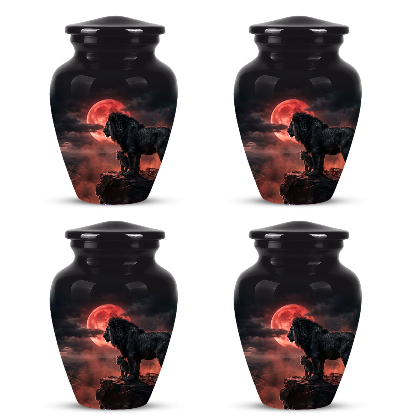 Lion With Cub Cremation Urn - Blood Moon Urns For Human Ashes