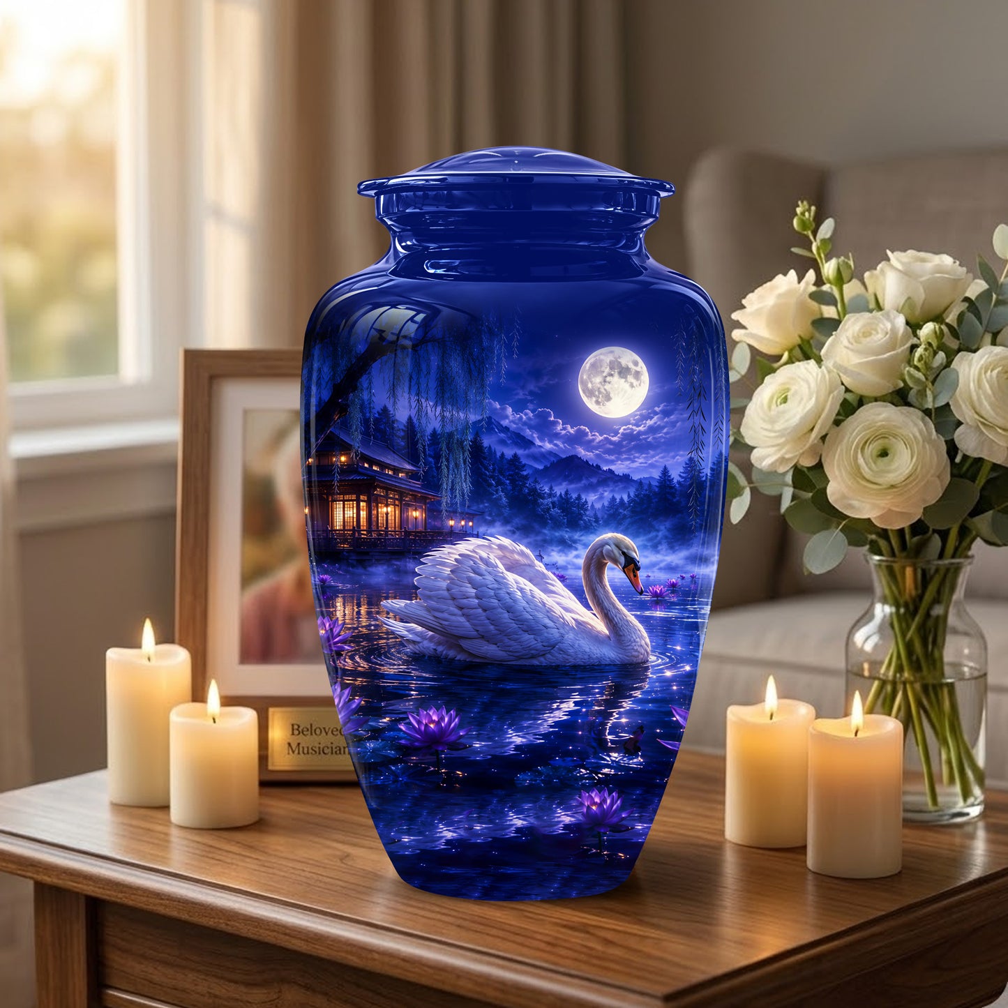 White Swan Memorial Urn - Personalized Funeral Urns On Sale For Ashes