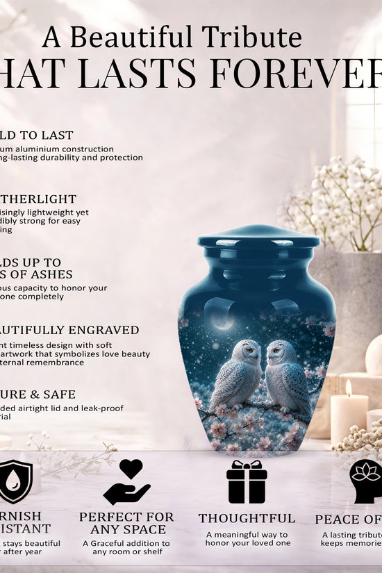 Snowy Owl Couple Memorial Urn - Majestic Couple Urns For Loved Ones