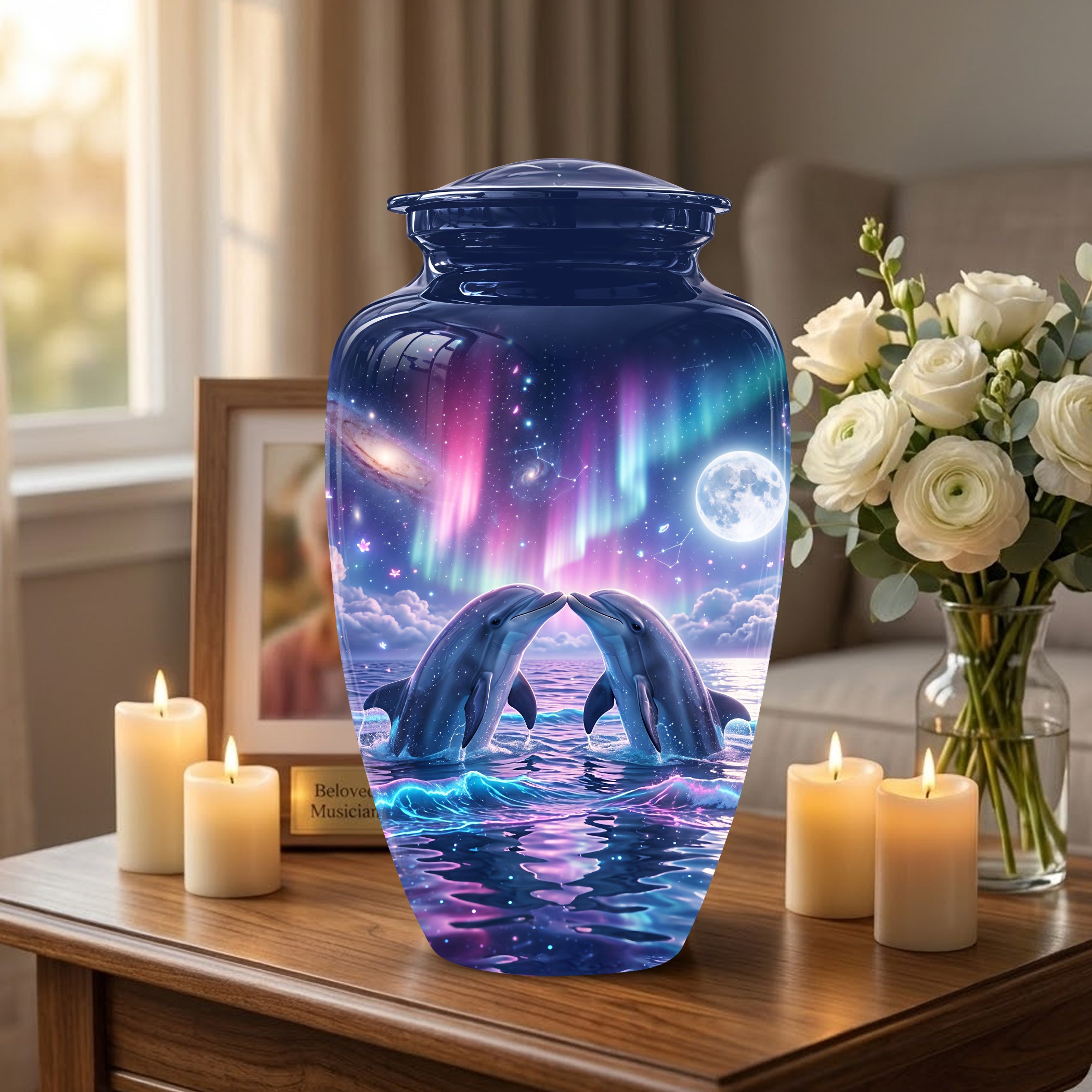 Twin Dolphin Memorial Urn - Beautiful Cremation Urns For Women Ashes