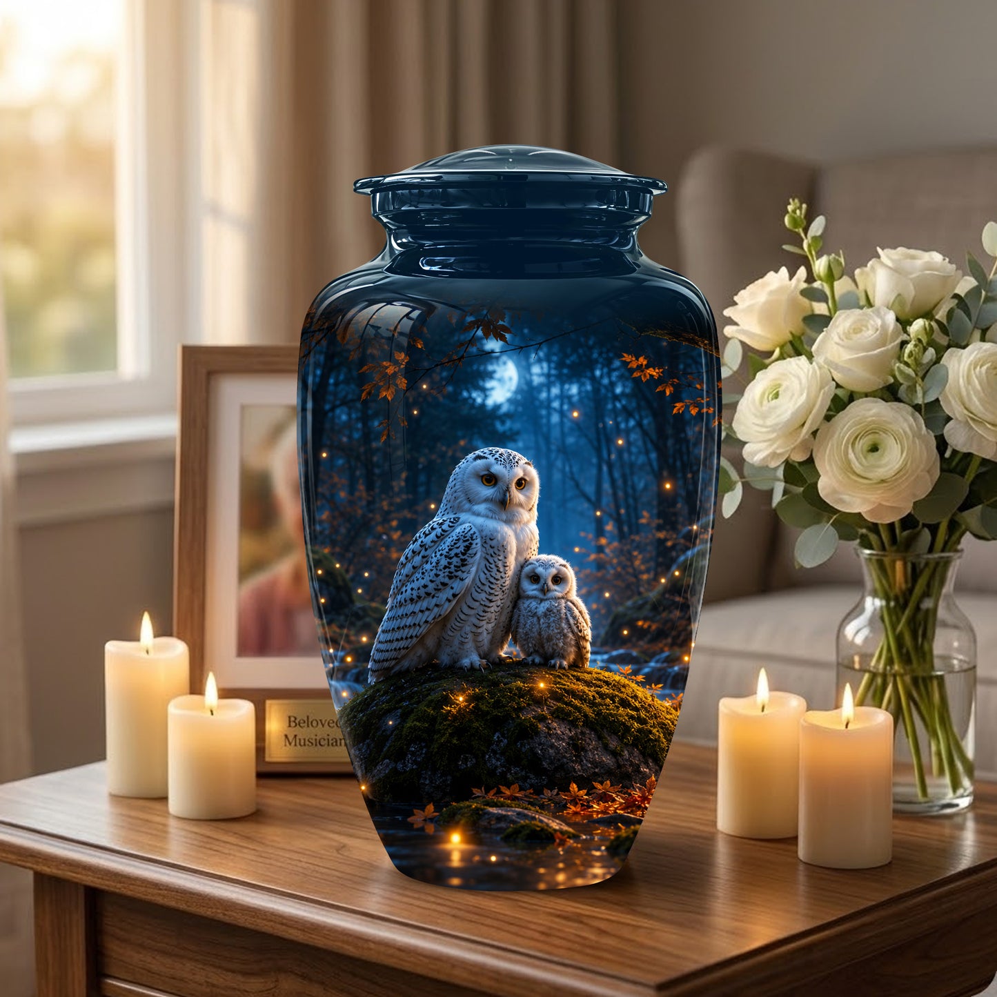Owl With Owlet Themed Urn - Custom Cremation Urns For Human Ashes