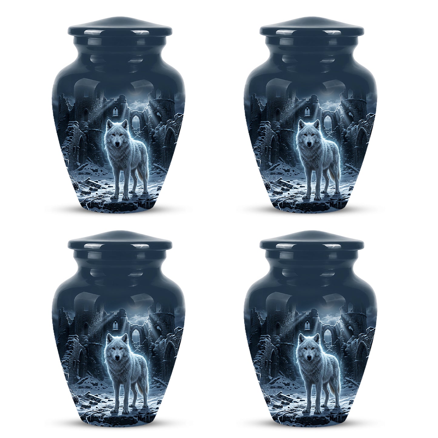 Night Wolf Memorial Urn - Moonlight Funeral Urns For Men & Women Ashes