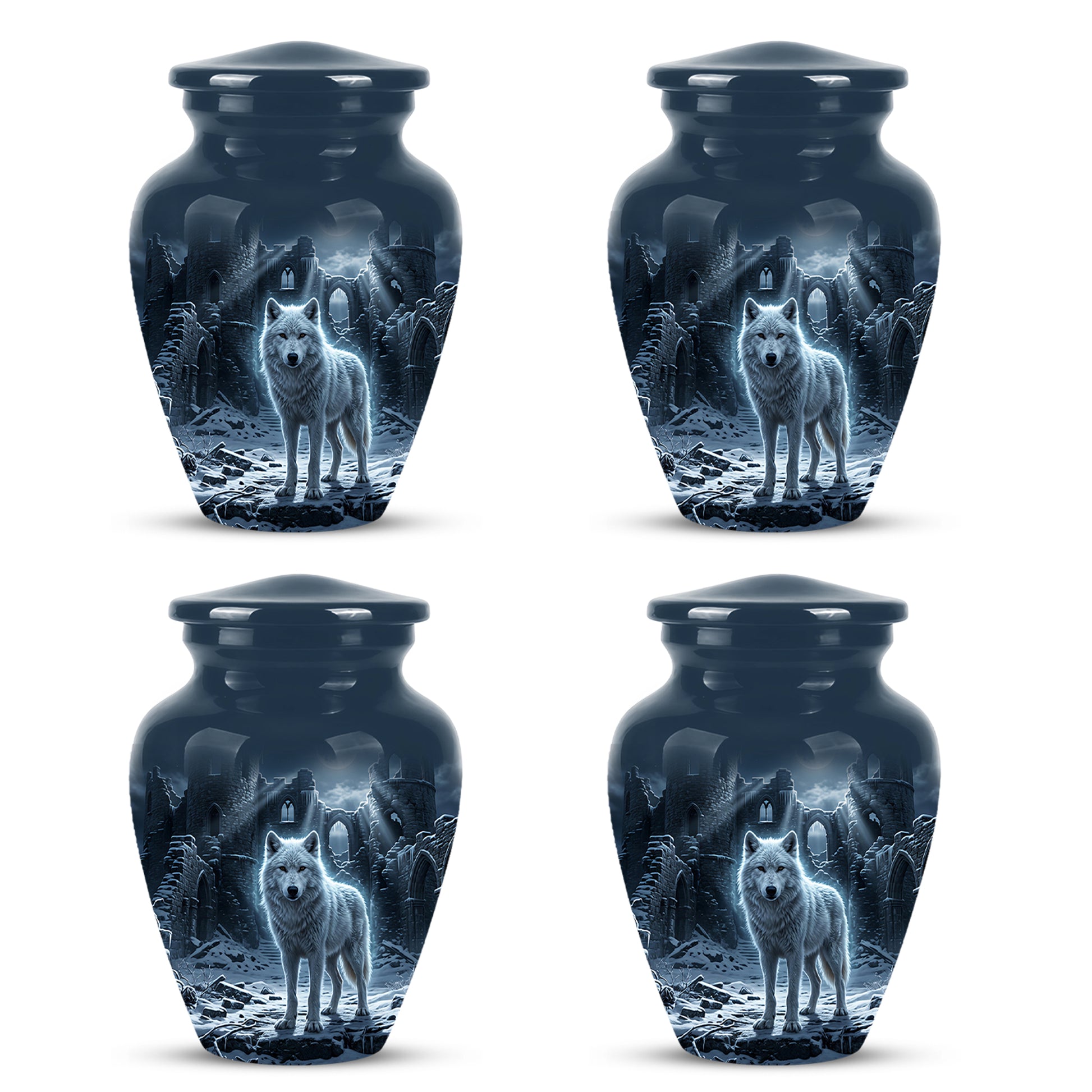 Night Wolf Memorial Urn - Moonlight Funeral Urns For Men & Women Ashes
