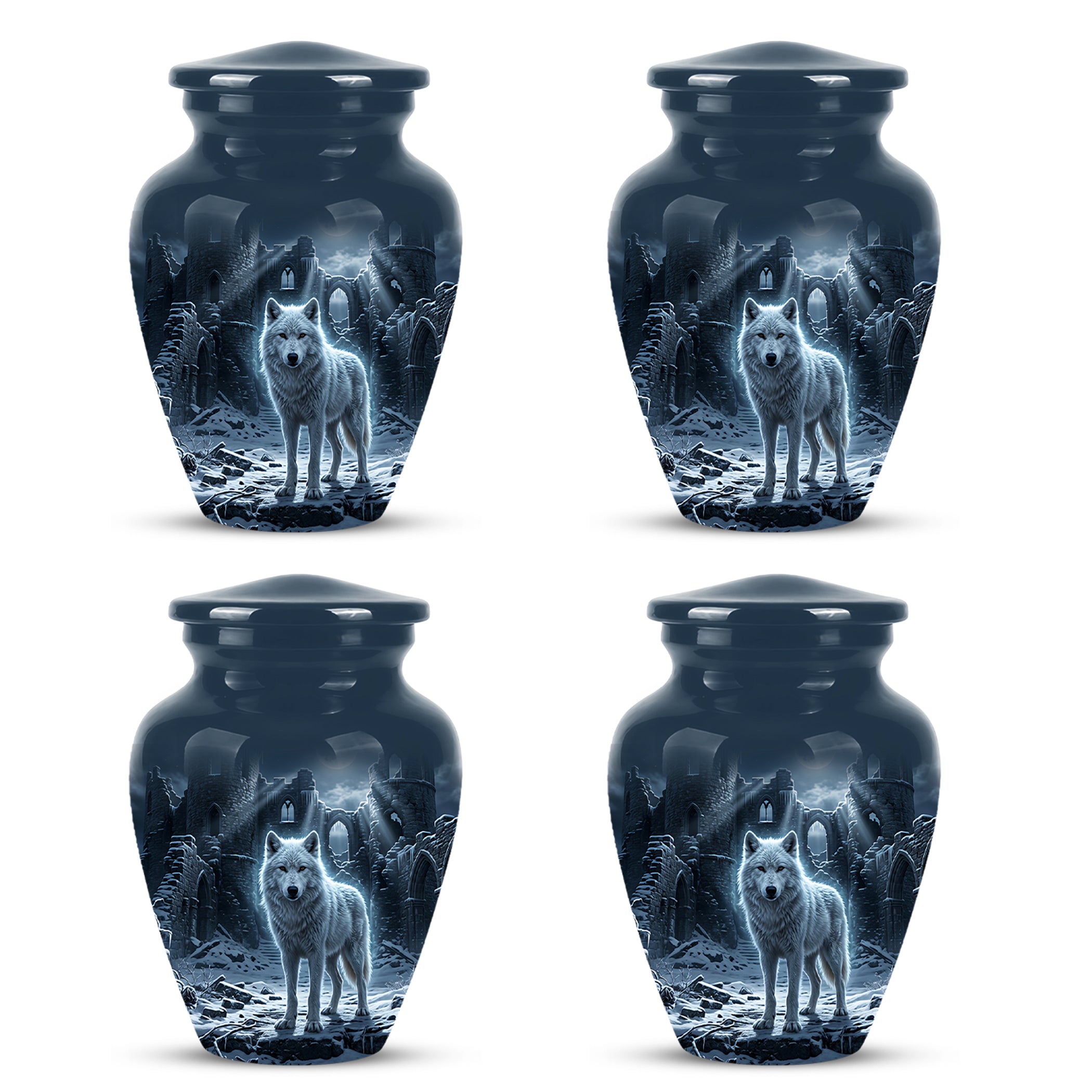 Night Wolf Memorial Urn - Moonlight Funeral Urns For Men & Women Ashes