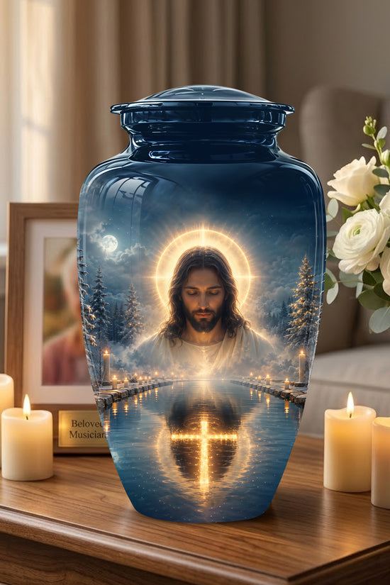 Divine Jesus Cremation Urn for Ashes – Christian Cross Memorial Urn