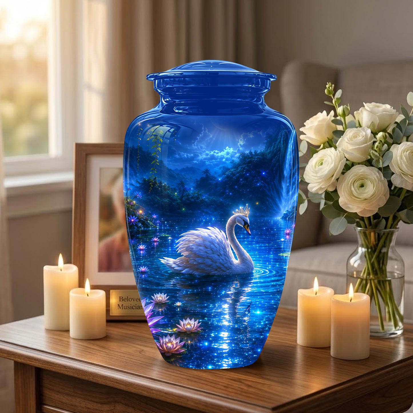 White Swan Memorial Urn - Custom Cremation Urns For Men & Women Ashes