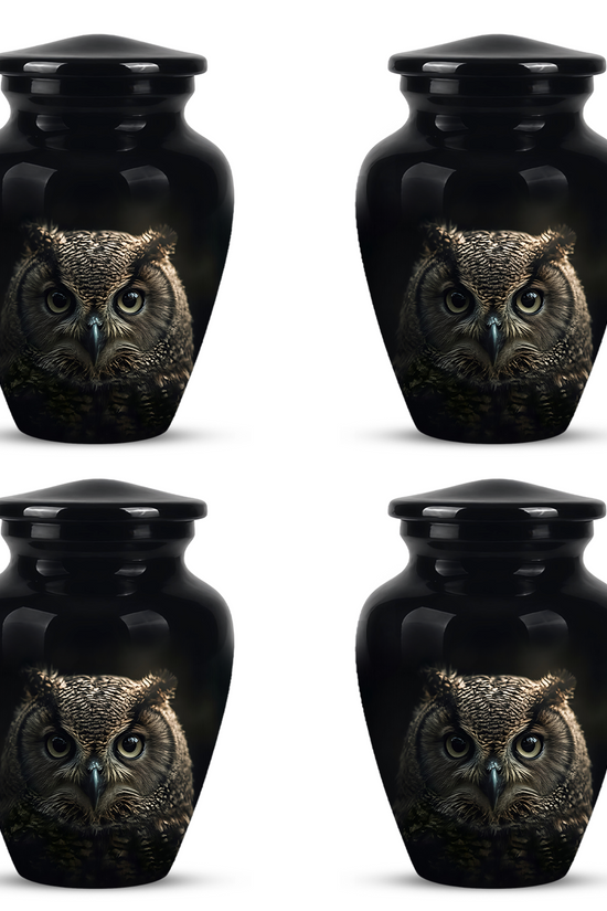 Owl Cremation Urns For Human Ashes - Black Burial Urns For Dad