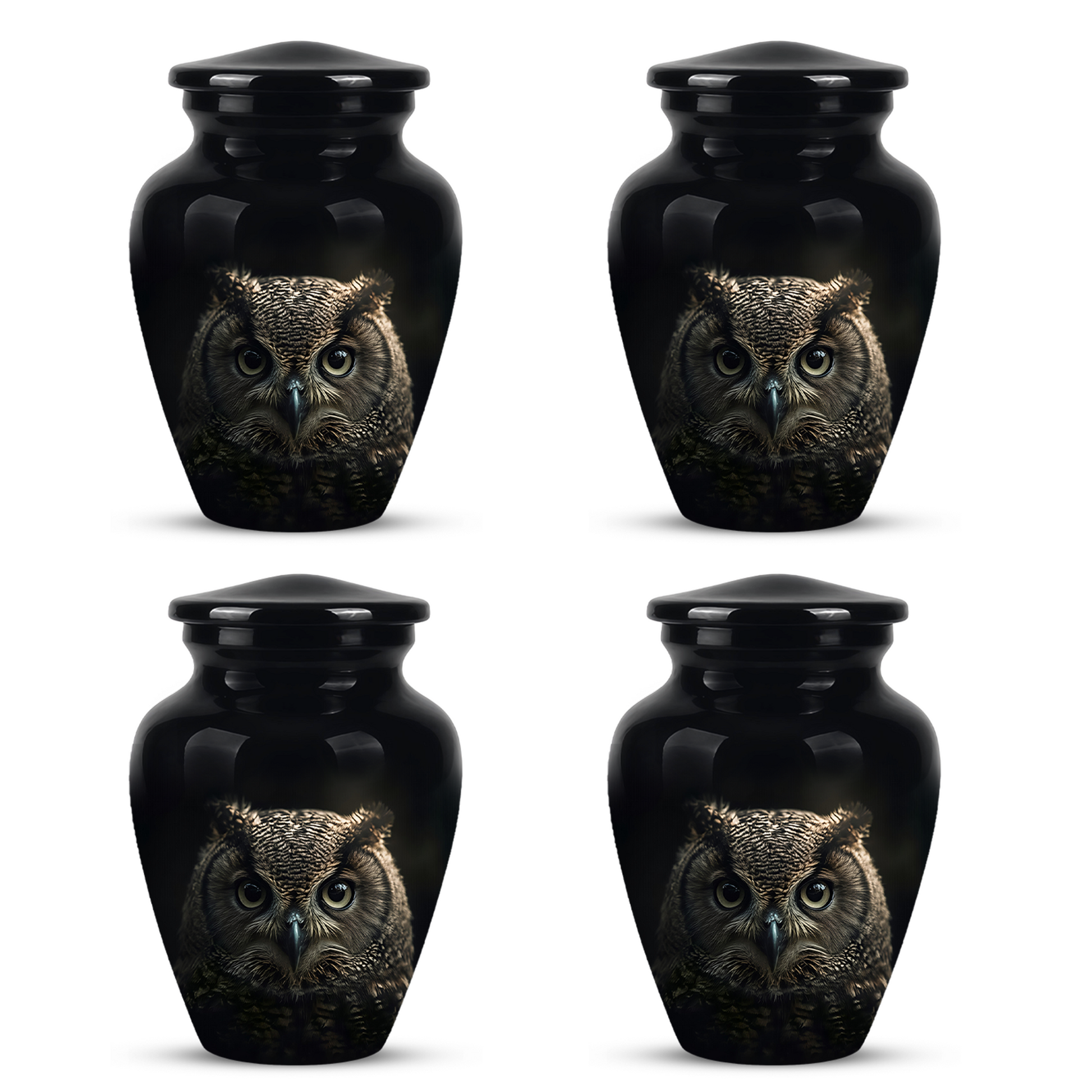Owl Cremation Urns For Human Ashes - Black Burial Urns For Dad
