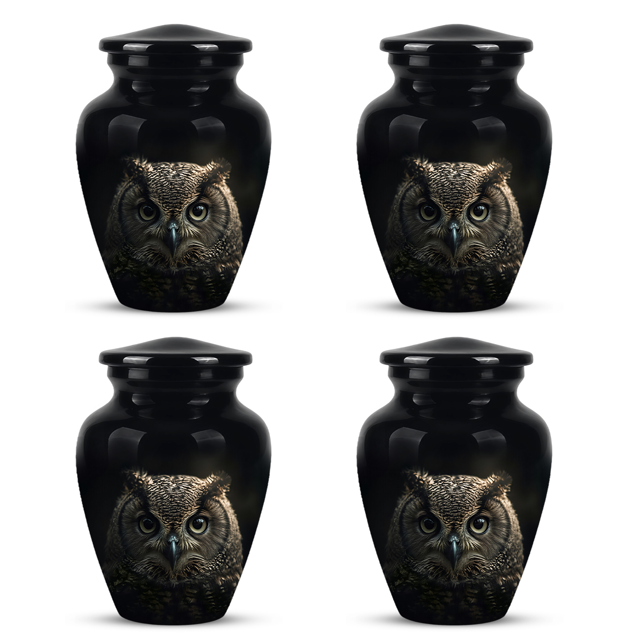 Owl Cremation Urns For Human Ashes - Black Burial Urns For Dad
