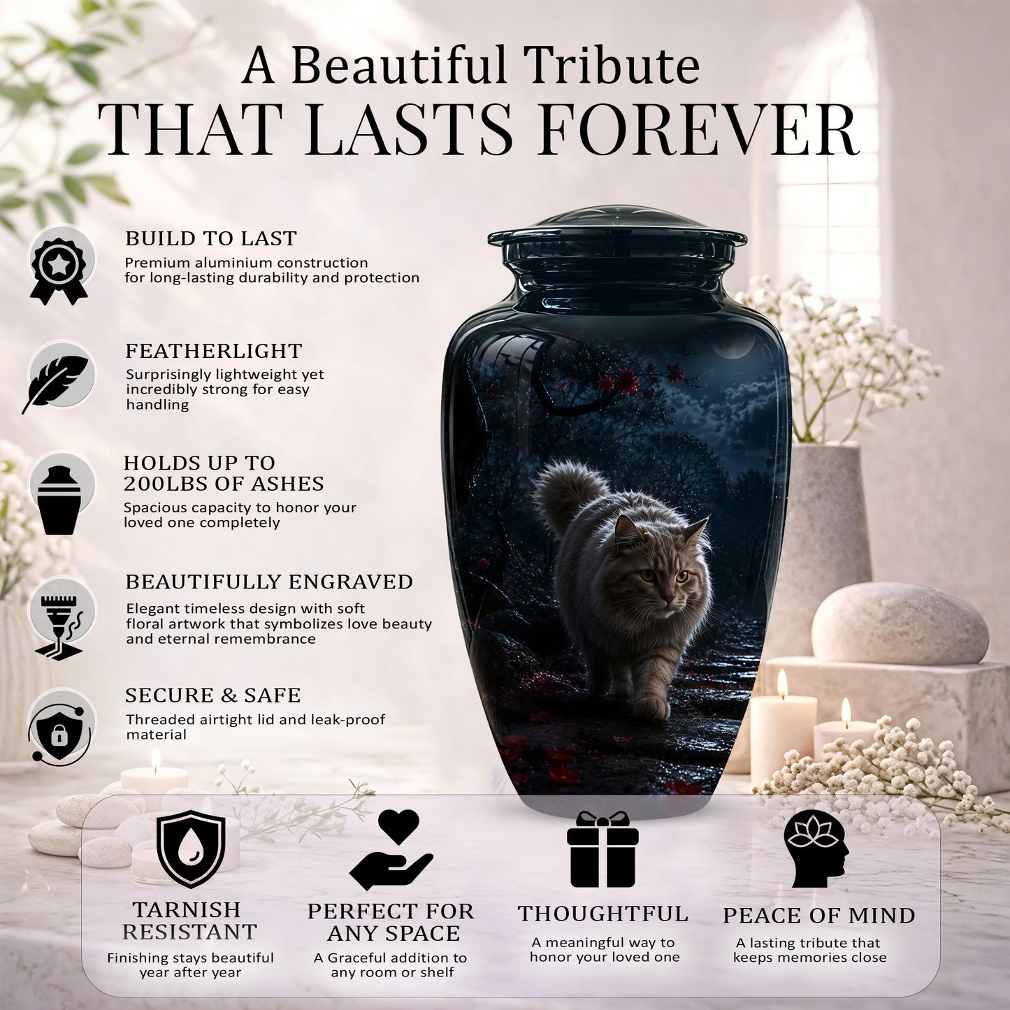 Custom Cat Cremation Urn - Handcrafted Pet Memorial Urns For Ashes