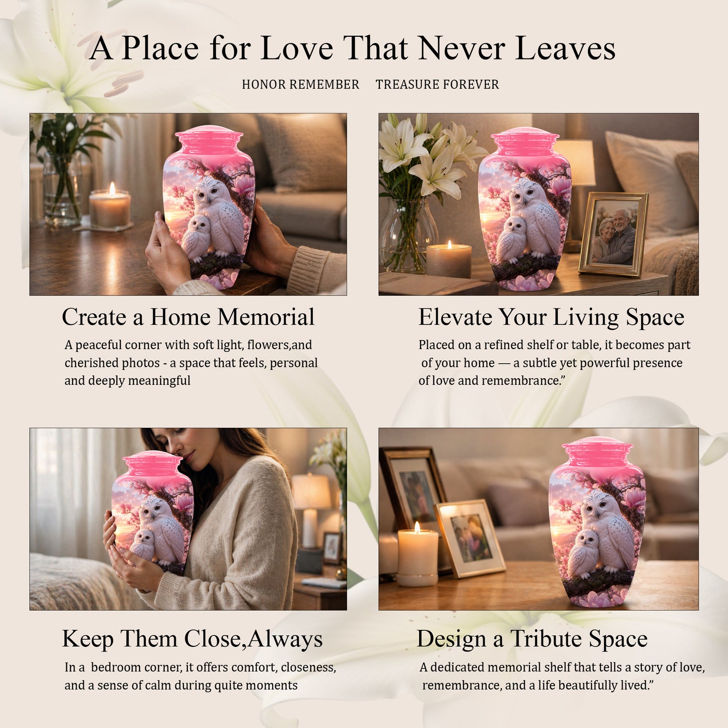 Owl Family Urn for Ashes – Elegant Cremation Memorial Urns For Humans