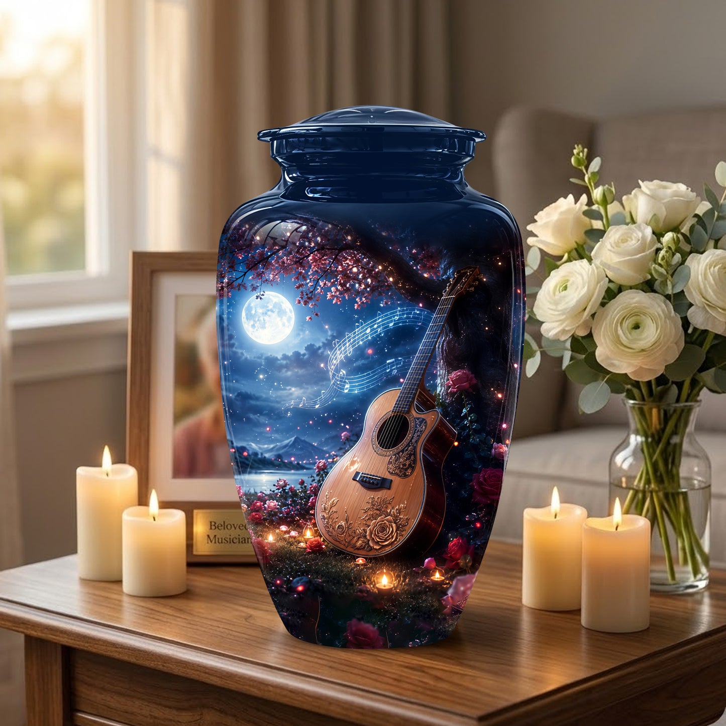 Artistic Guitar Memorial Urn - Beautifully Handcrafted Urns For Humans