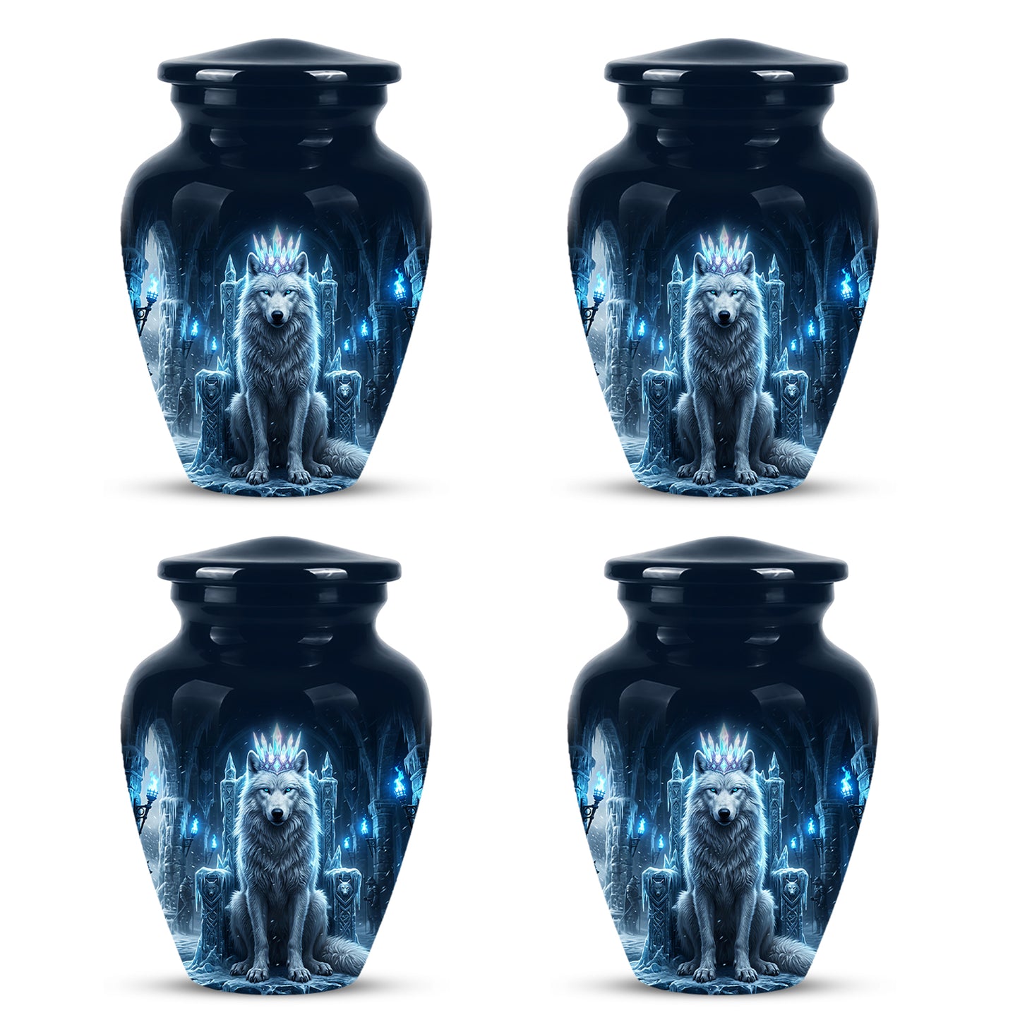 Ice Throne Wolf King Urn for Ashes | Personalized Urn Memorial