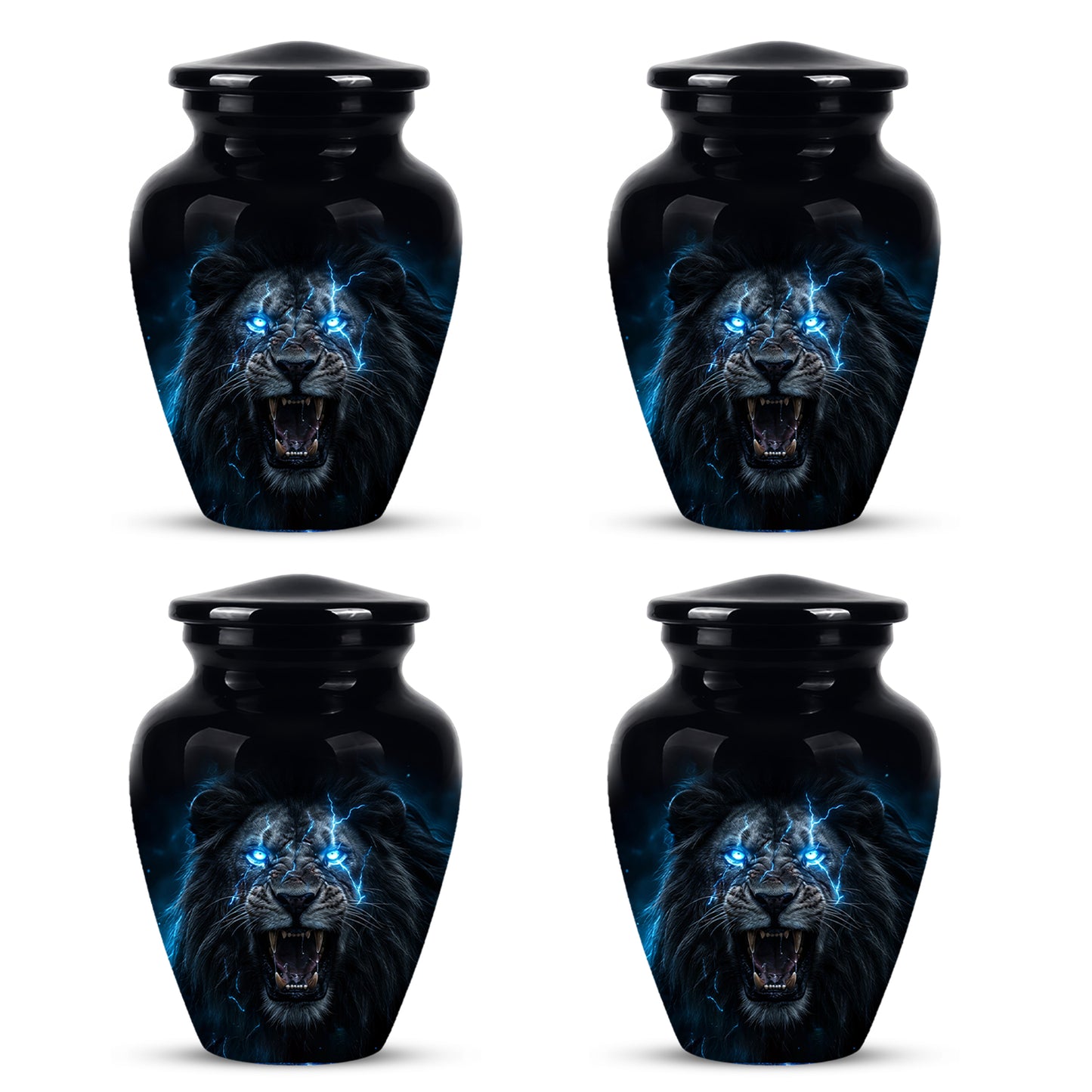 Black Lion Memorial Urns - Custom Handmade Burial Urns For Human Ashes