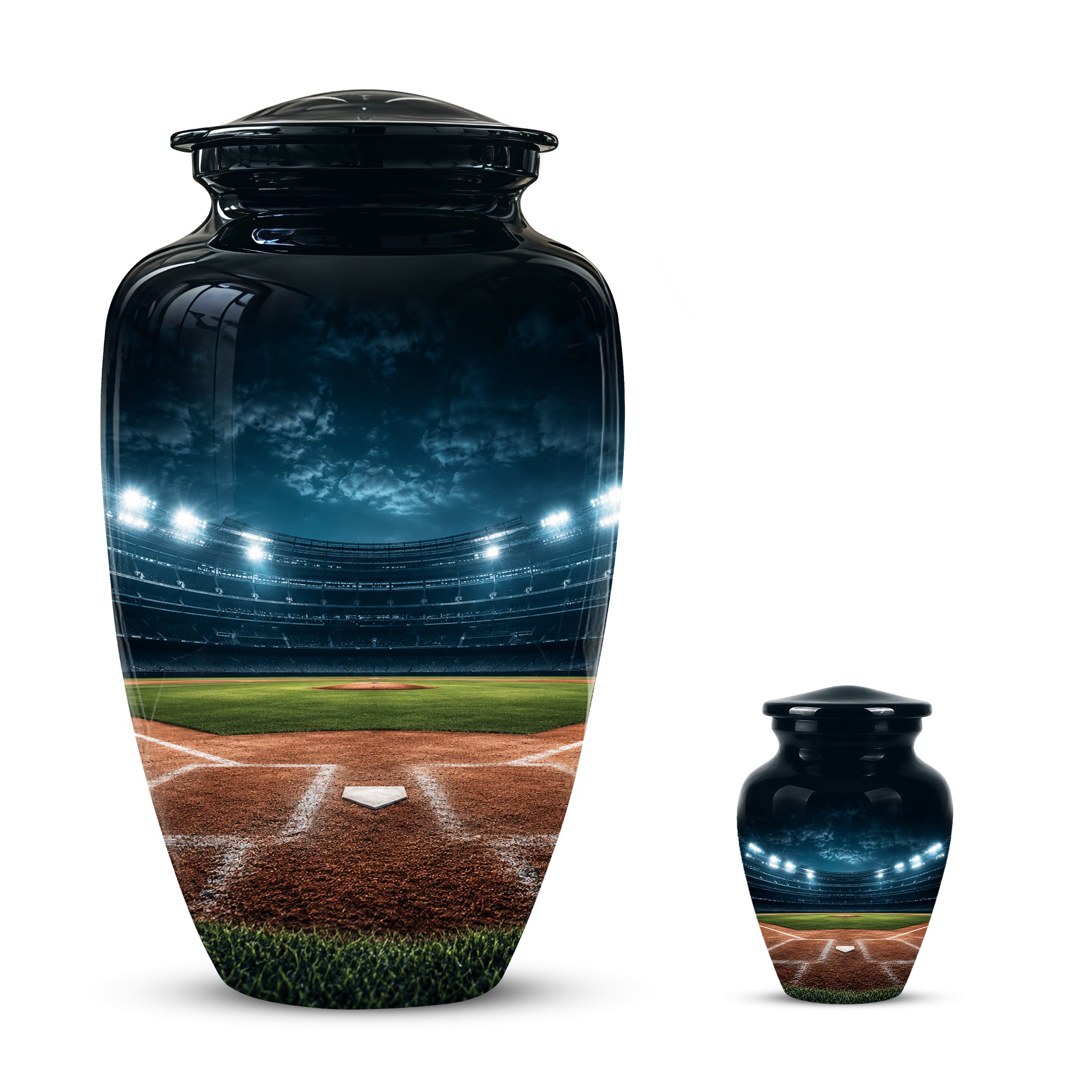 Personalized Baseball Ground Cremation Urn - Aluminium Memorial Urns