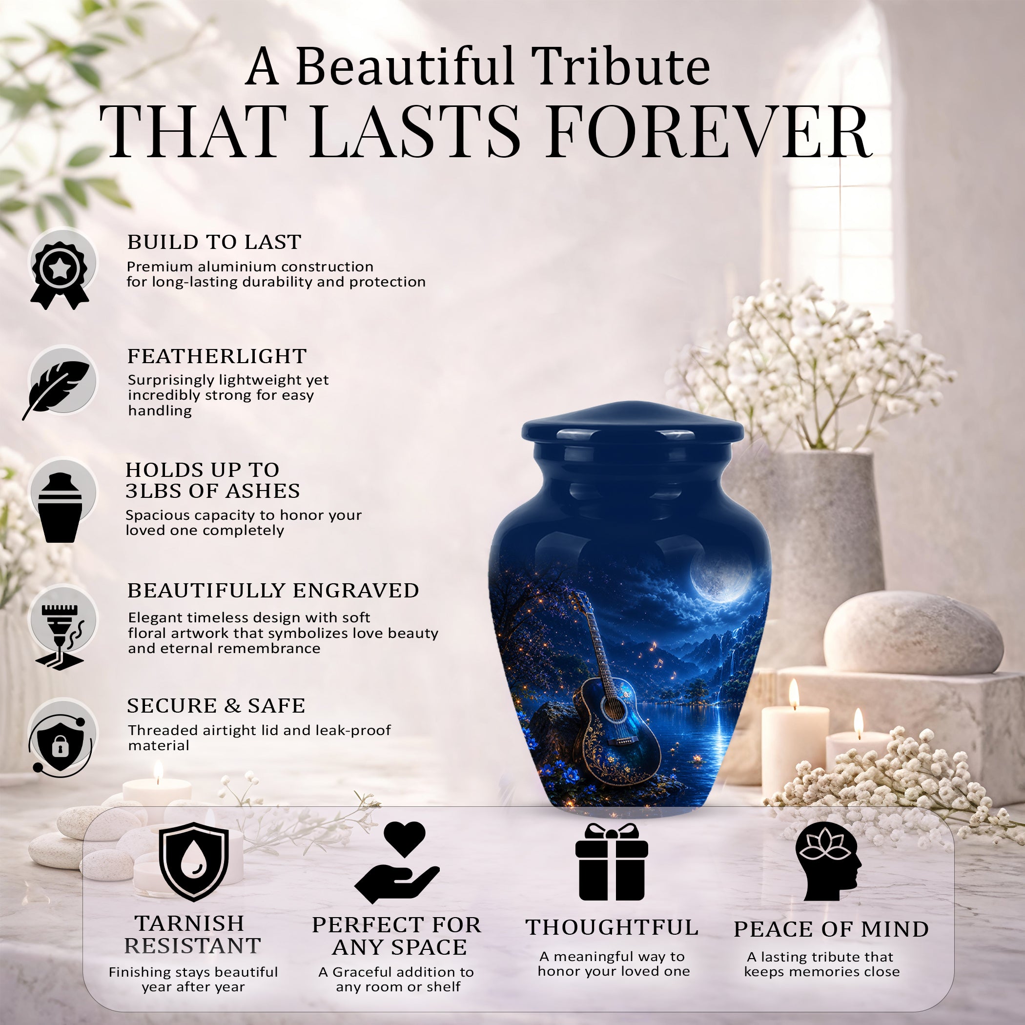 Acoustic Guitar Cremation Urn - Custom Guitar Urns For Human Ashes