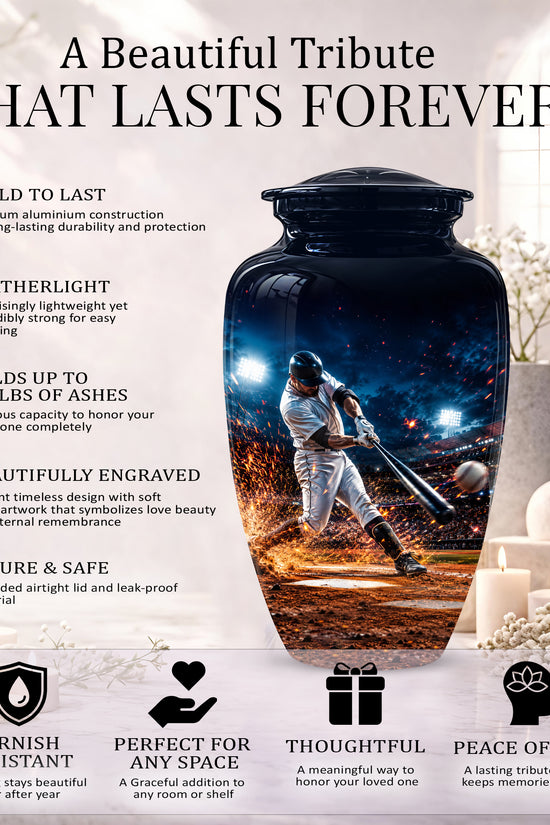 Elegant Baseball Funeral Urn - Decorative Burial Urns For Human Ashes