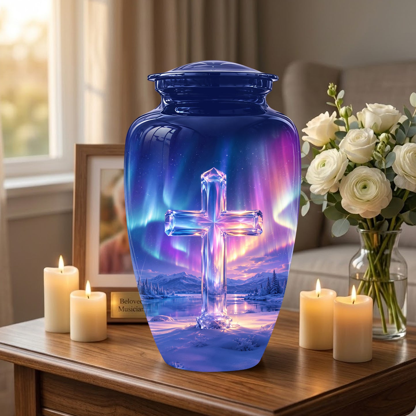 Celestial Cross Cremation Urn for Ashes – Peaceful Tribute Memorial Urn