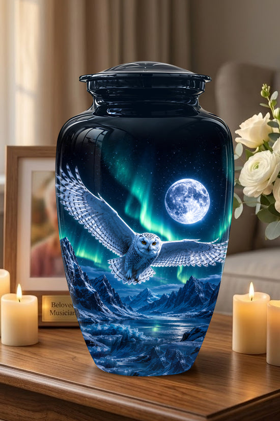 Flying Owl Adult Memorial Urn - Artistic Handcrafted Burial Urns For Ashes