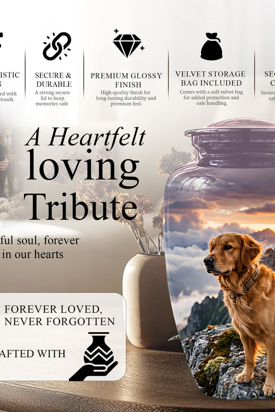 Golden Retriever Themed Urn - Handcrafted Custom Urn For Pet Dog Ashes