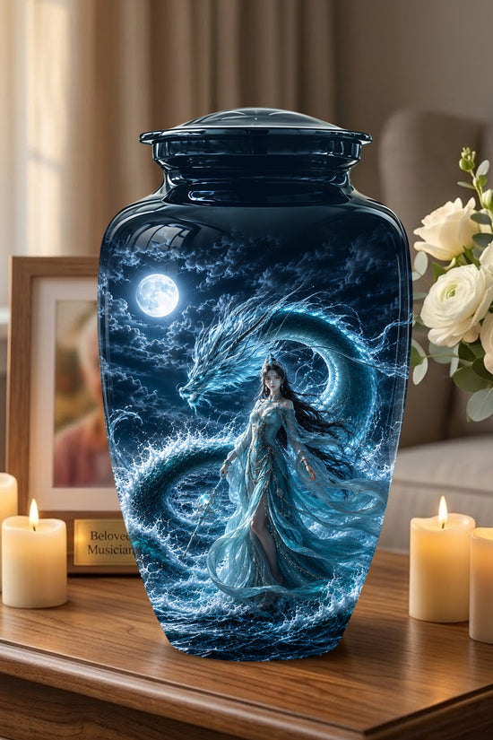 Celestial Dragon & Goddess Cremation Urn - Custom Handmade Adult Urns