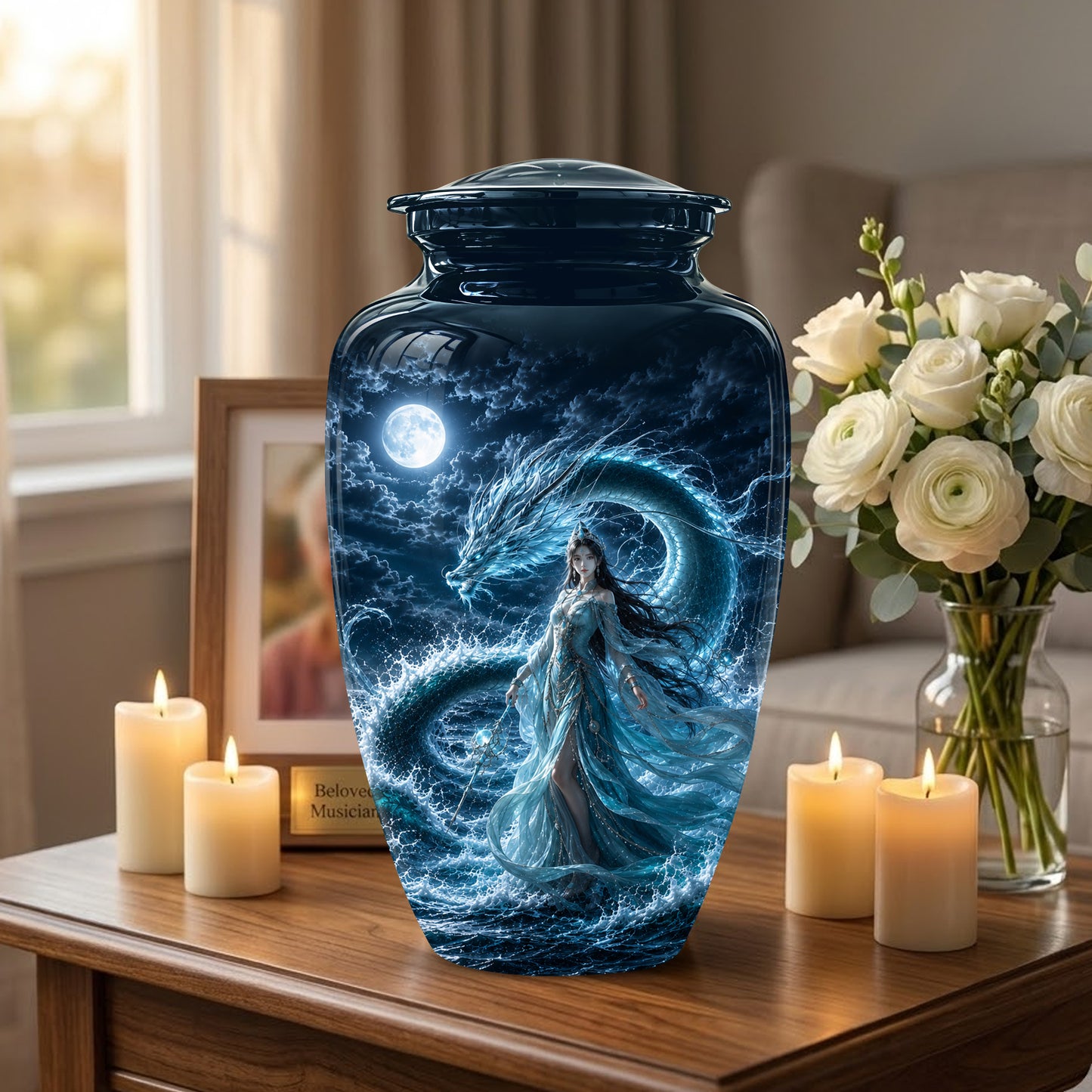 Celestial Dragon & Goddess Cremation Urn - Custom Handmade Adult Urns