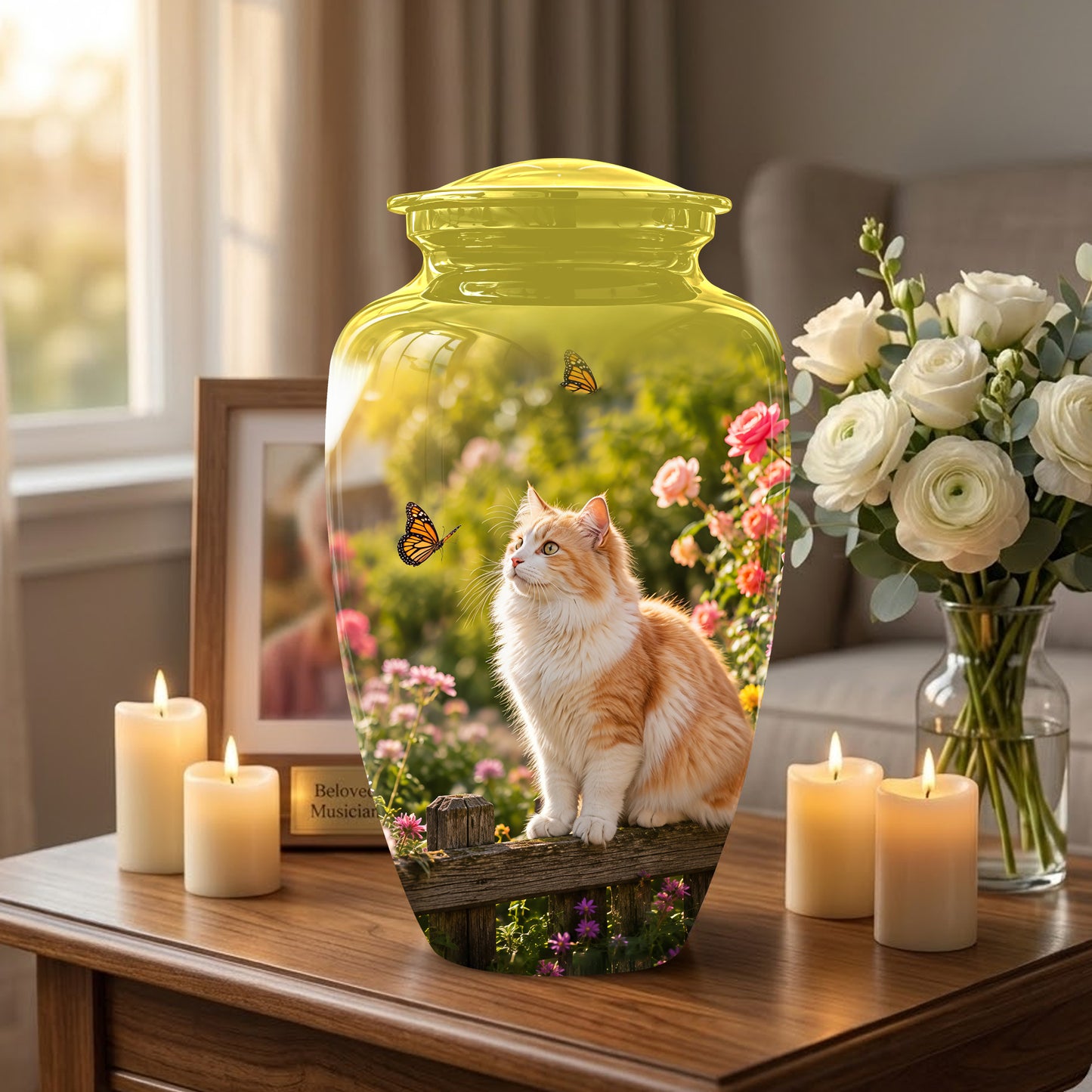 Orange Cat Cremation Urn - Beautiful Eternal Tribute Urn For Pet Ashes