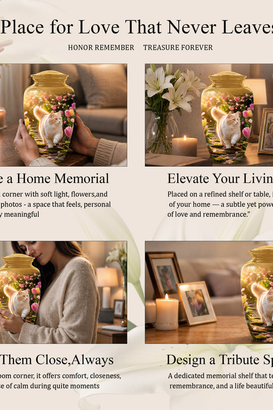 Brown Cat Cremation Urn - Custom Handcrafted Burial Urns For Pet Ashes