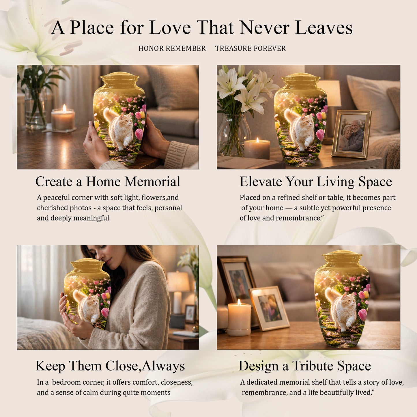 Brown Cat Cremation Urn - Custom Handcrafted Burial Urns For Pet Ashes