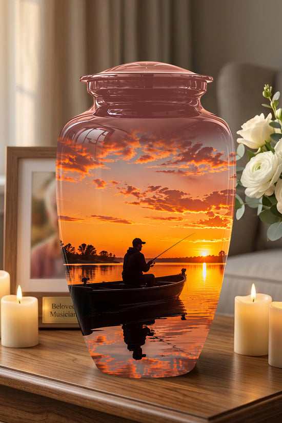 Fishing Sunset Cremation Urn - Beautiful Custom Urns For Dad On Sale