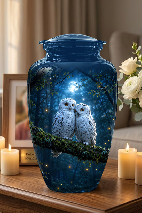 Starry Night Couple Owl Funeral Urn - Owl Funeral Urns For Loved Ones