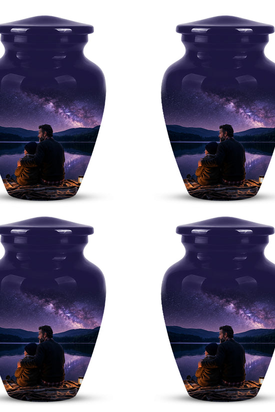 Father & Son Love Cremation Urn - Mountain Night Scenic Urns For Dad