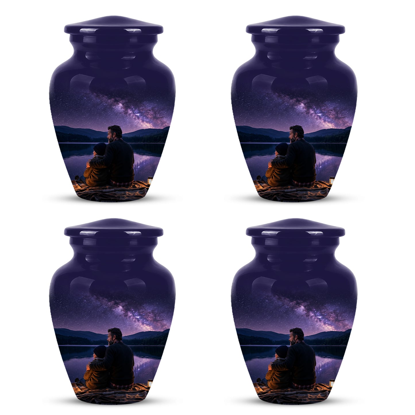 Father & Son Love Cremation Urn - Mountain Night Scenic Urns For Dad