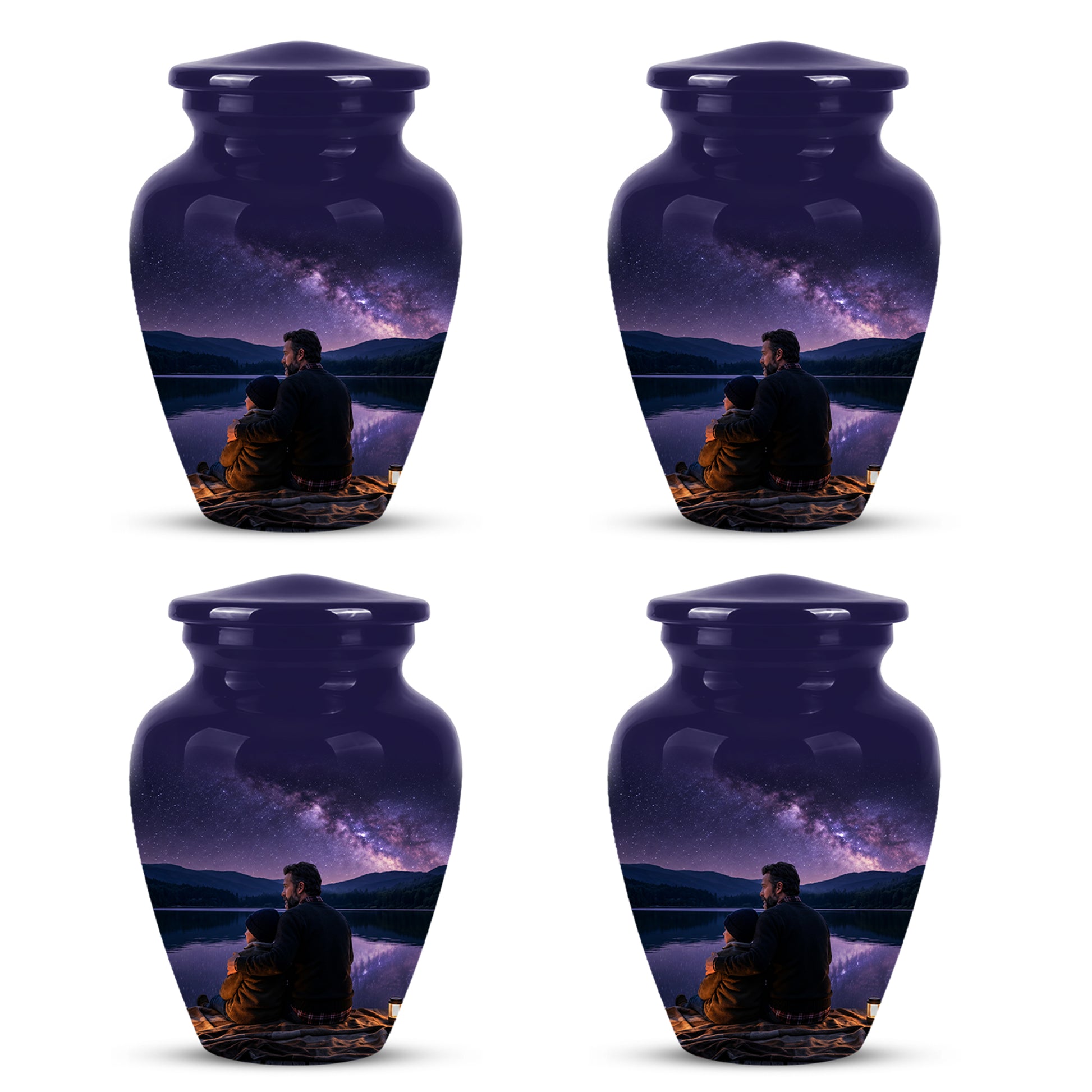 Father & Son Love Cremation Urn - Mountain Night Scenic Urns For Dad